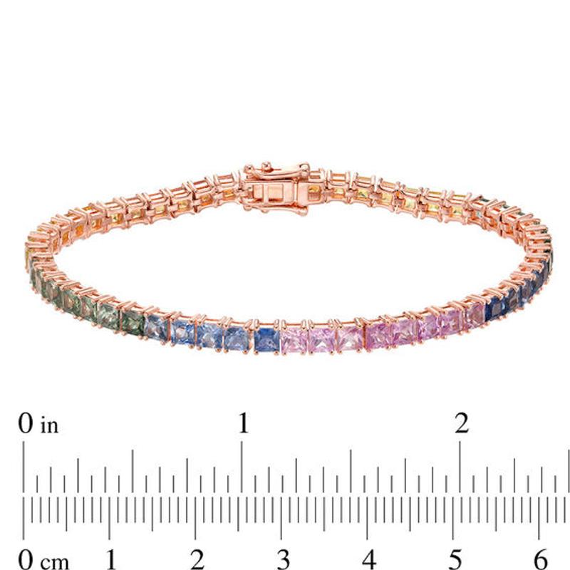 Princess-Cut Lab-Created Multi-Color Sapphire Tennis Bracelet in