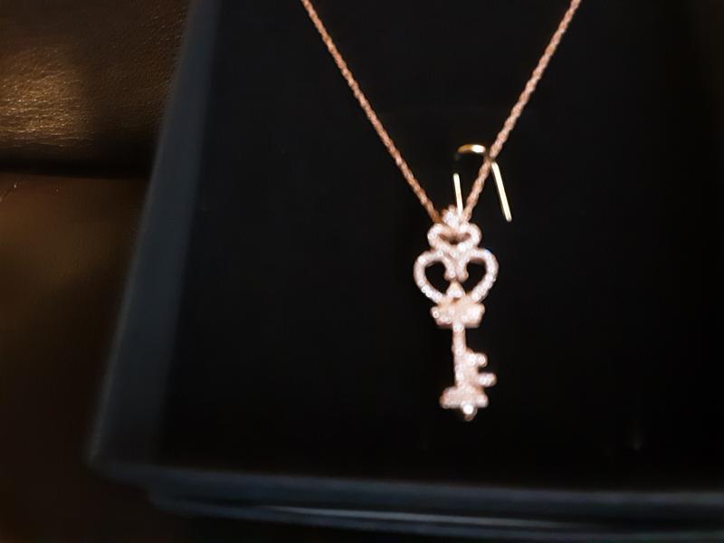 Zales rose gold key on sale necklace