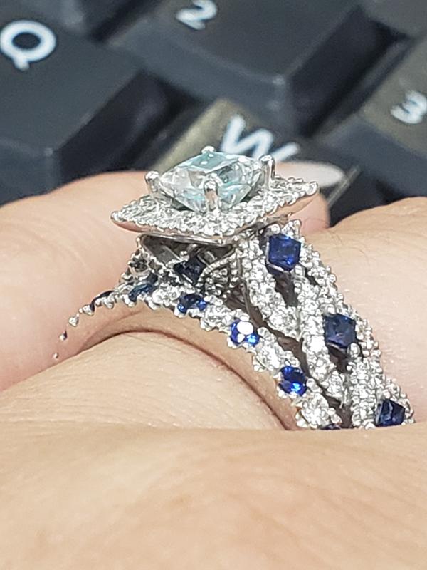 Vera wang engagement ring deals with blue sapphire underneath