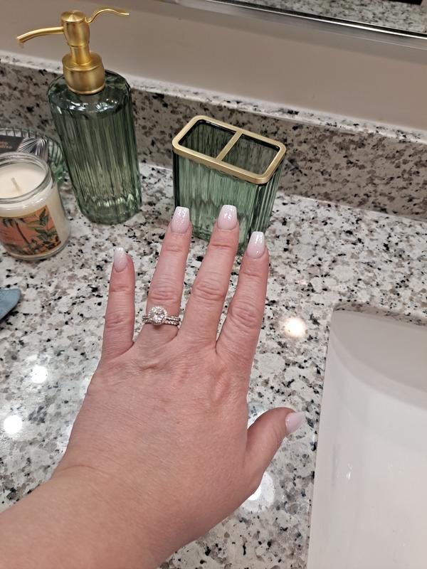 White Lab-Created Sapphire Framed Bridal Set in Sterling