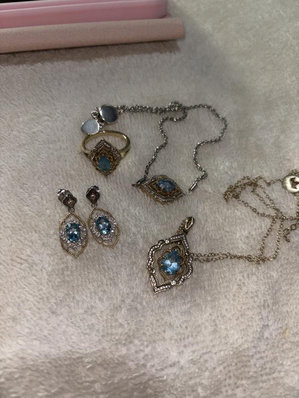 Enchanted Disney Jasmine Swiss Blue Topaz and 1/5 CT. T.W.