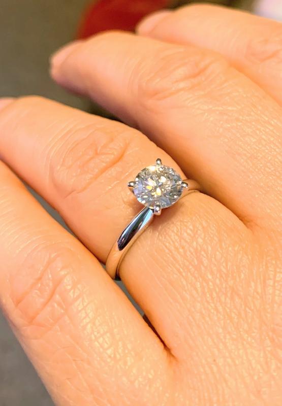 6.0mm Lab-Created White Sapphire and 1/8 CT. T.W. Diamond Three