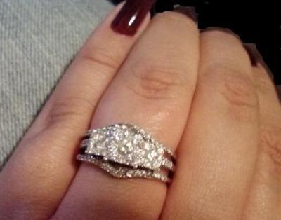 1 CT. T.W. Diamond Three Stone Princess Composite Ring in