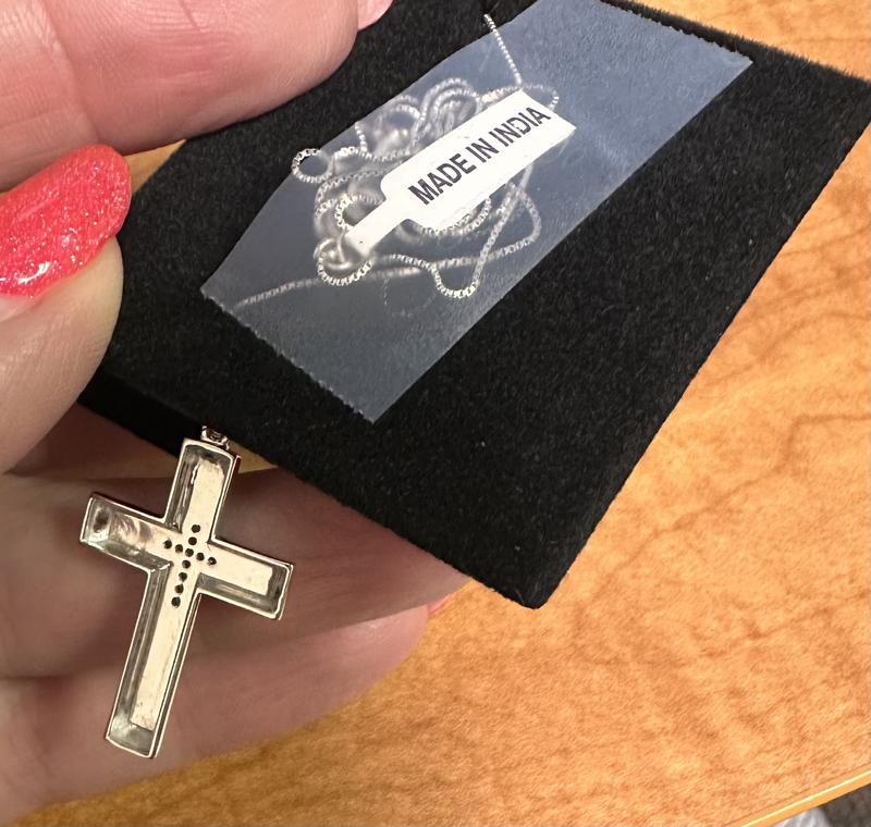 Men's 1/20 CT. T.W. Diamond Inlay Three-Dimensional Double Cross