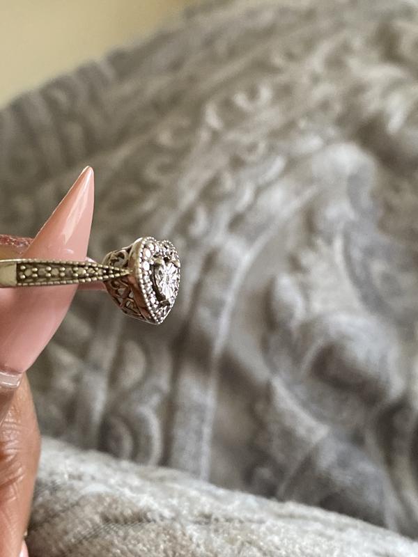 Diamond Accent Double Heart Vintage-Style Ring in Sterling Diamond Accent Double Heart Vintage-Style Ring in Sterling