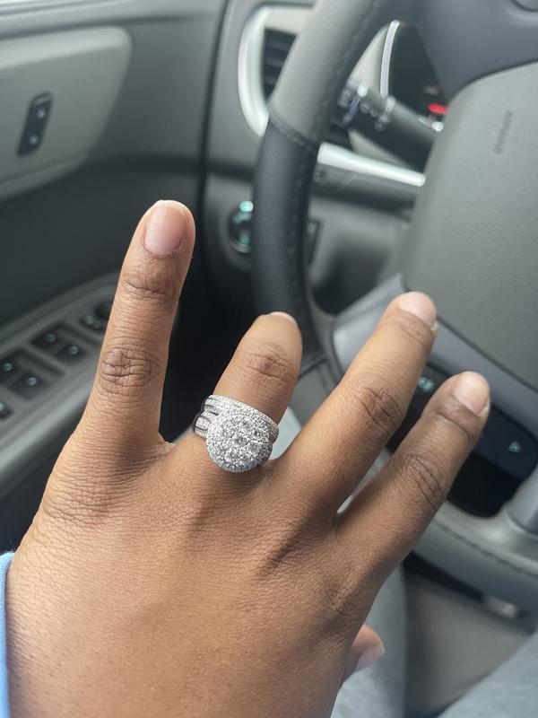 2-1/2 CT. T.W. Composite Diamond Frame Multi-Row Bridal Set in 10K