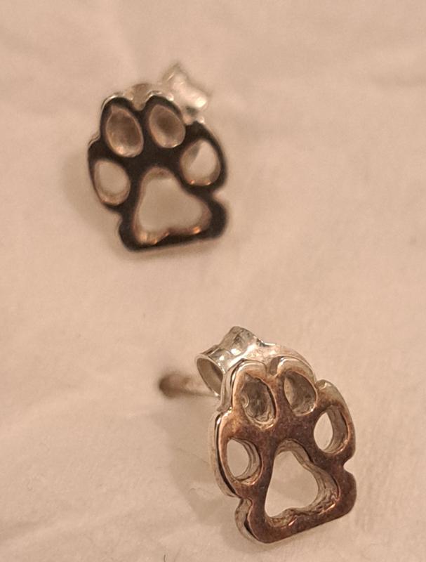 Sterling silver dog paw earrings sales