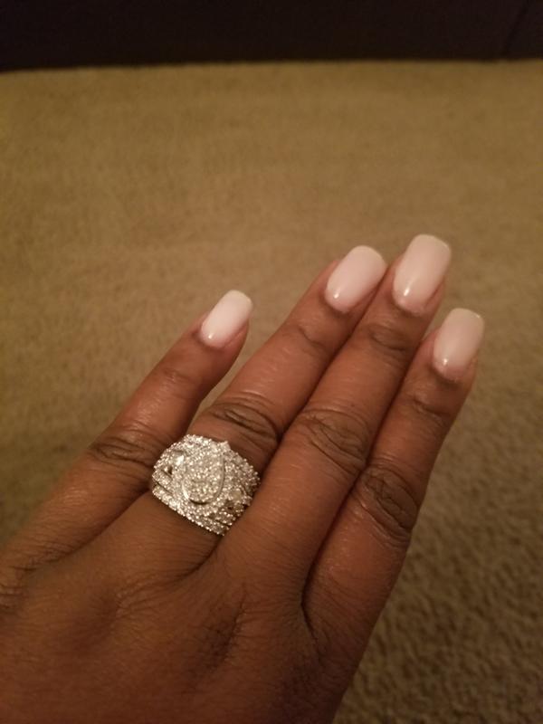 3 CT. T.W. Composite Diamond Pear-Shaped Frame Three Piece Bridal