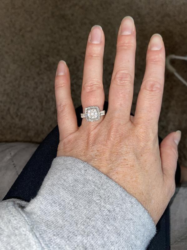 1 CT. T.W. Multi-Diamond Square Frame Bridal Set in 10K