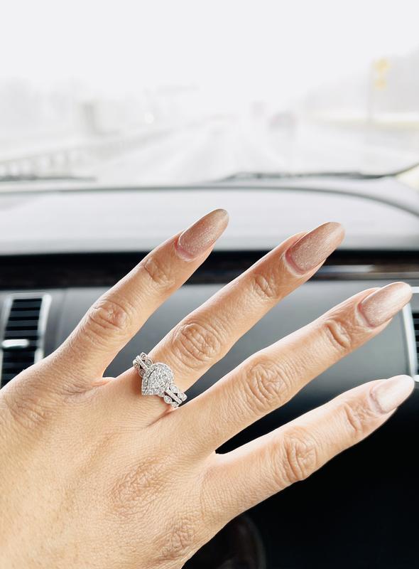 1/2 CT. T.W. Composite Pear-Shaped Diamond Art Deco Three Piece