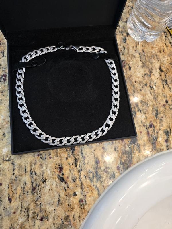 Men's 1 CT. T.W. Diamond Squared Curb Chain Necklace in