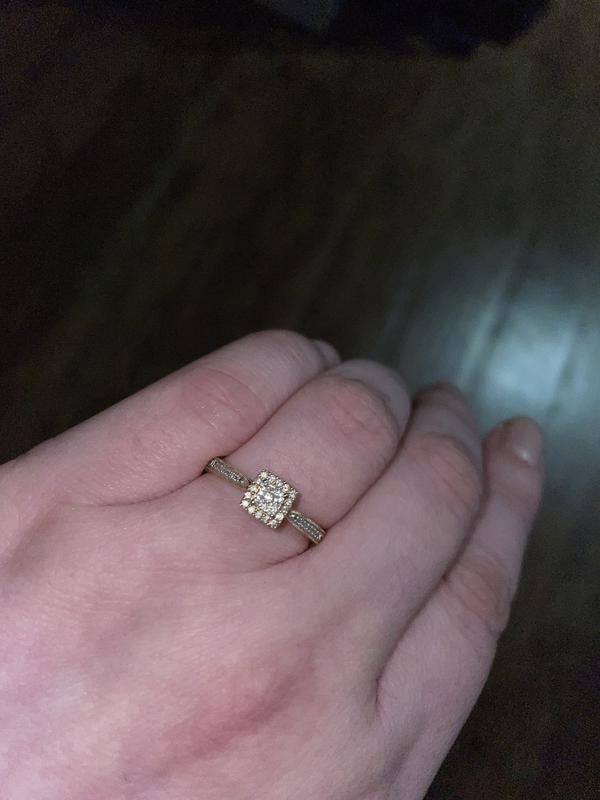 1/5 CT. T.W. Quad Diamond Frame Promise Ring in 10K Gold