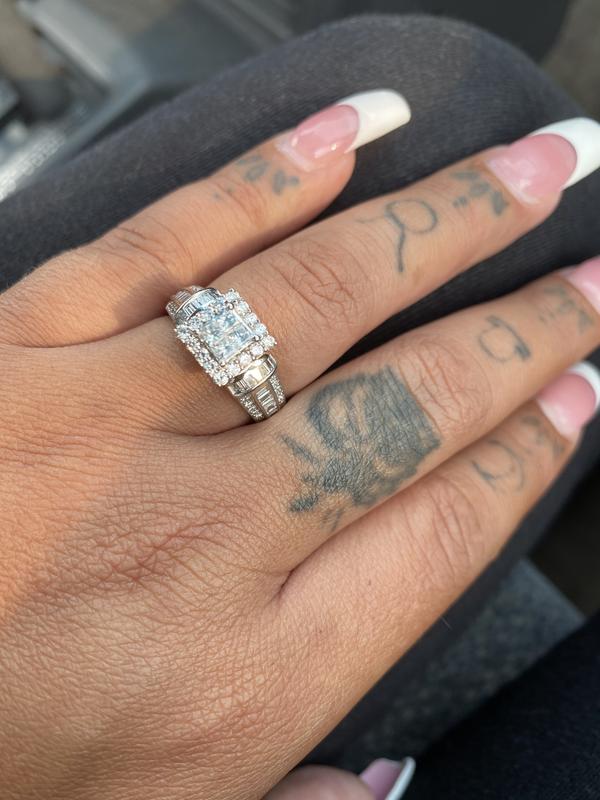 1 CT. T.W. Quad Princess-Cut Diamond Frame Engagement Ring