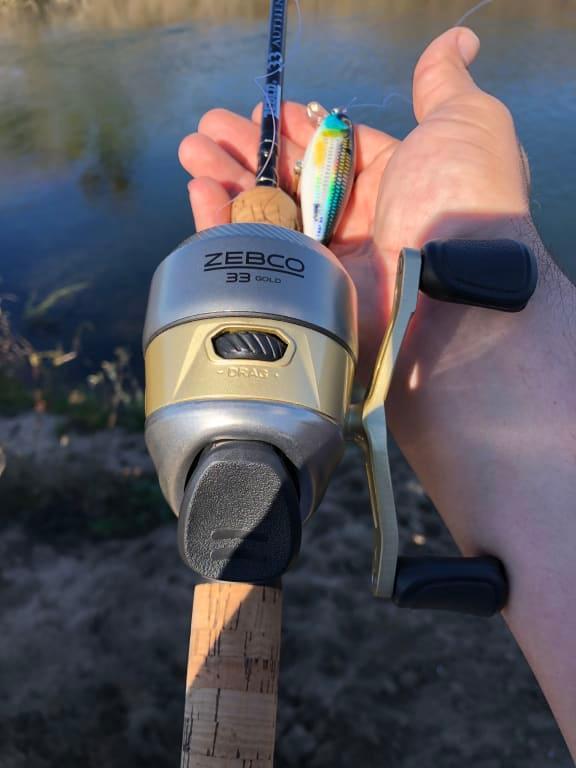 Zebco 33 Gold SpinCast Reel 33NGOLD Pre-Spooled 10 LB Line ZS5257 All Metal  Gear