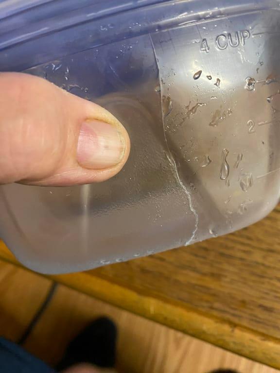 Showing Cracked Container