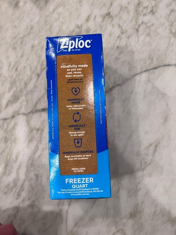 Ziploc® Heavy Duty Freezer Bags, 7 x 8, Quart Size (38/Bx)