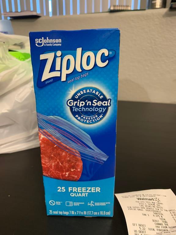 Ziploc Freezer Bags, Seal Top, Quart