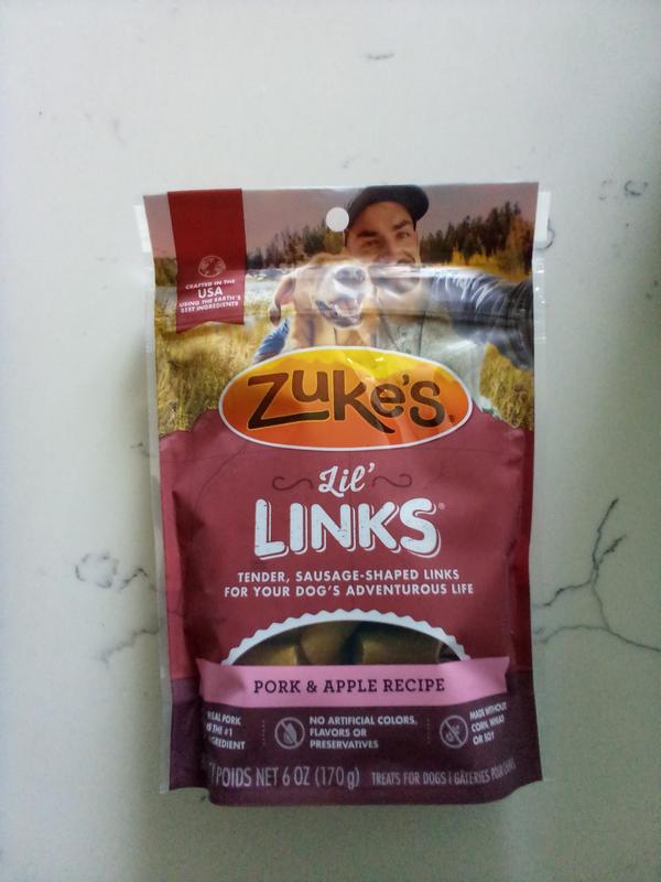 Zuke s Lil Links Soft Natural Dog Treats Pork And Apple Recipe 6.0 oz. Bag