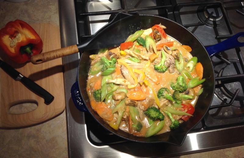 Stir-Fry with Hot Peanut Sauce.