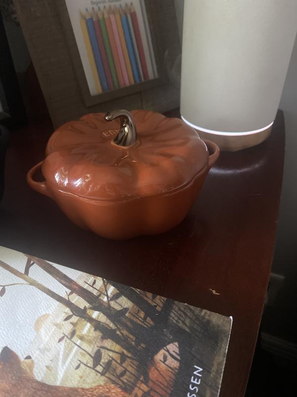 Williams Sonoma - Cooking all our fall dishes in the Staub Pumpkin Cocotte.  🧡 Pumpkin Soup with Grilled Cheese Crouton:  Staub  Cast-Iron Pumpkin