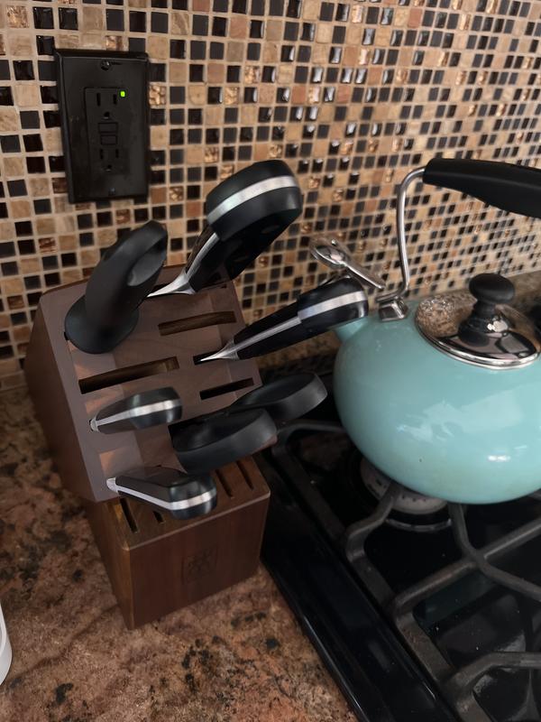 Knife block set on kitchen granite