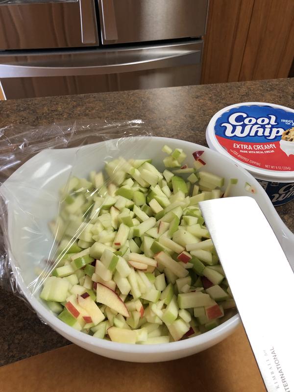 Prepping Apple Heath Bar Salad for dinner with my Nakiri Knife