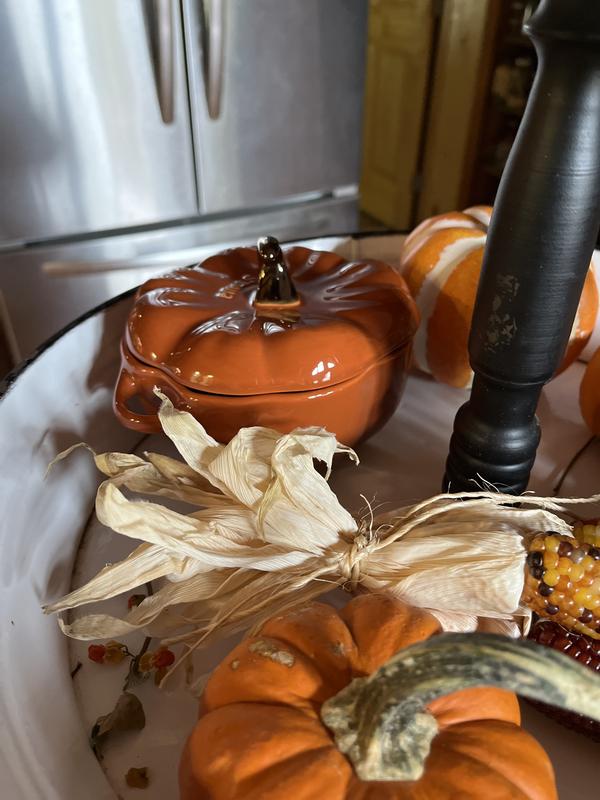 Williams-Sonoma - Thanksgiving 2016 Catalog - Staub Ceramic Stoneware  Pumpkin Cocotte, 3/4-Qt., Orange