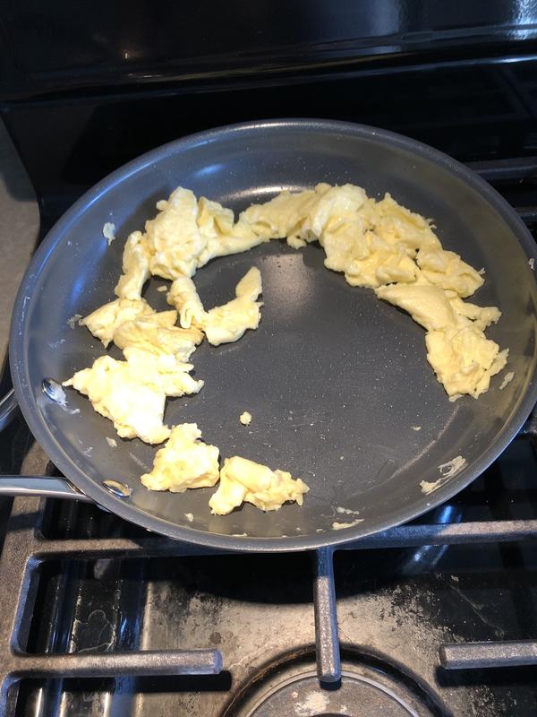 Scrambled eggs do not stick at all!
