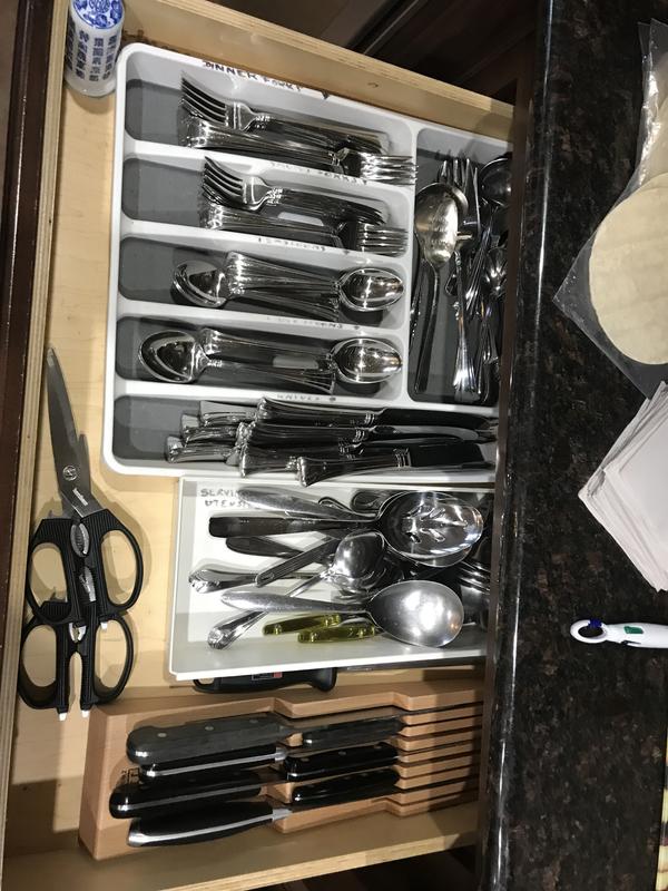 Zwilling in-drawer knife block with seven cooking knives.