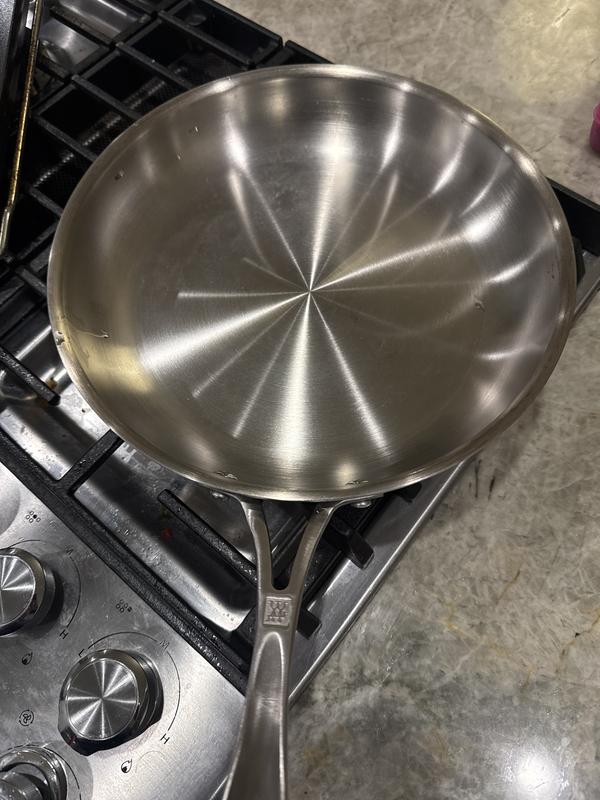 Customer photo for "Enjoying our new stainless frying pan"
