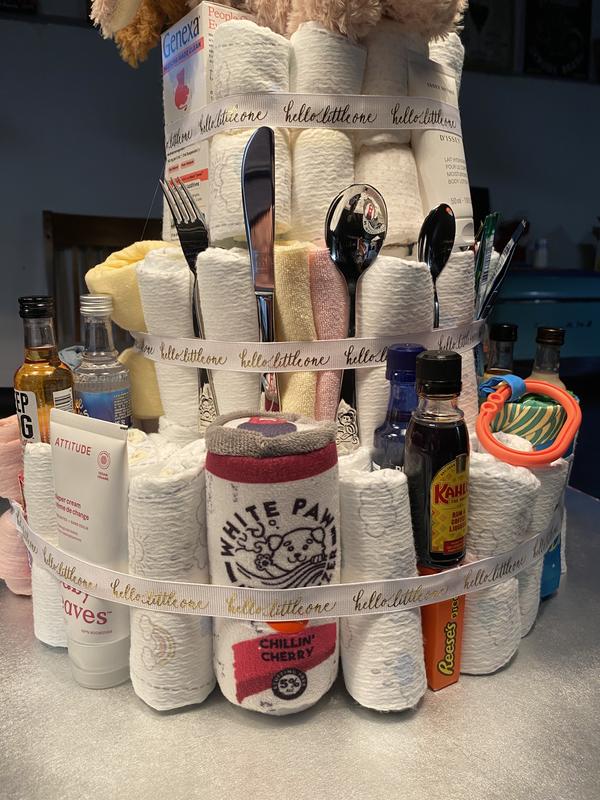 Diaper cake for Baby, Mom, Dad and dog